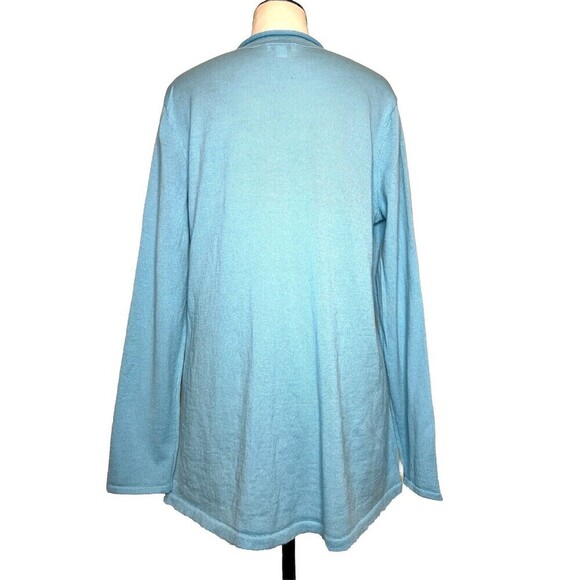 J. Jill Merino Wool V-Neck Sweater Sky Blue Soft Pastel Rolled Neck Women Size M - Picture 3 of 11